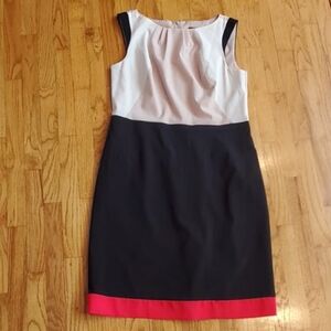 Ann Taylor Work Dress - Sheath Style in Cream, Black, and Red, Size 12